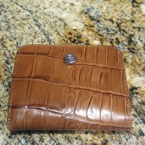 Vintage Women's Brighton Brown Crocodile Leather Wallet  Clutch Coin Purse